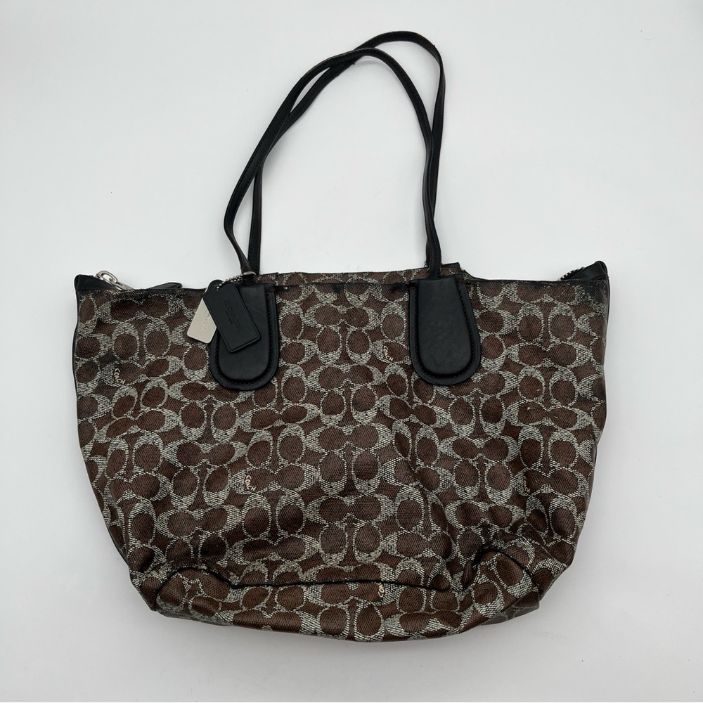 Coach Brown and Black Patterned Shoulder Bag